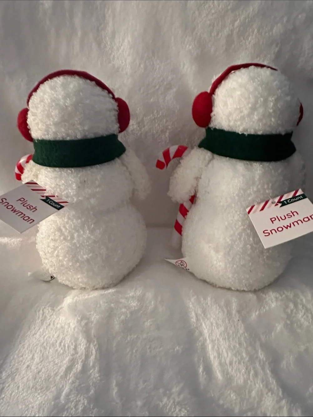 Target Pair of Cozy Snowman Holiday Decorations with Candy Canes Like New